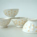 One large French vintage CAFE AU LAIT bowl white with peach polka dots