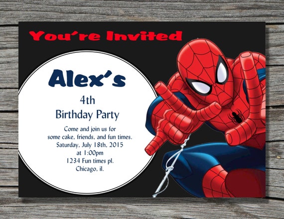spiderman printable diy birthday invitations by