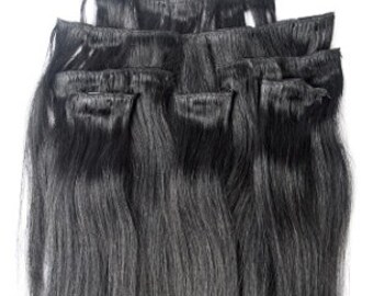 26 inches 7pcs Clip In 100% Human Hair Extensions # 1 Jet Black