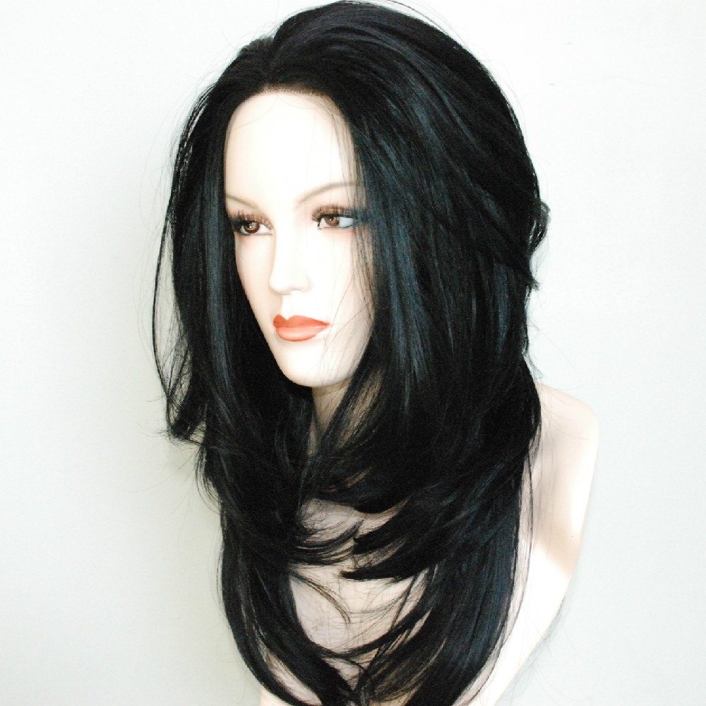 Lace Front Black Wig Layered All Over Combs Front And Back