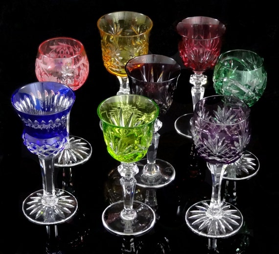 Set of 8 Colored Liqueur Glasses