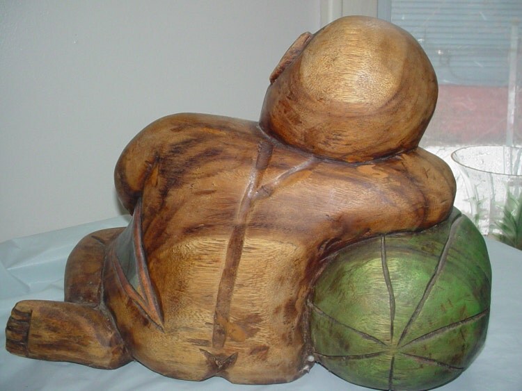 Asian Hand Carved Wooden Sleeping Baby Statues by VintageBlohms