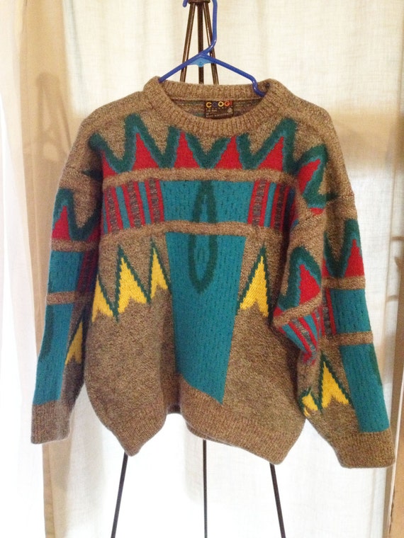 Vintage Wool Coogi Sweater with geometric pattern by LucidLuci