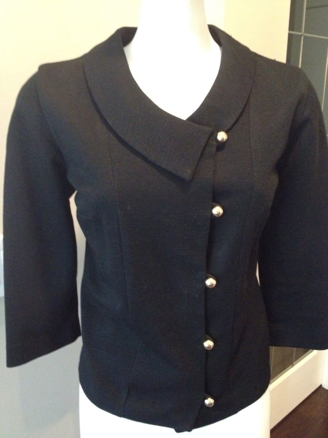 1960's Black Blazer with Gold Buttons by TripletVintage on Etsy