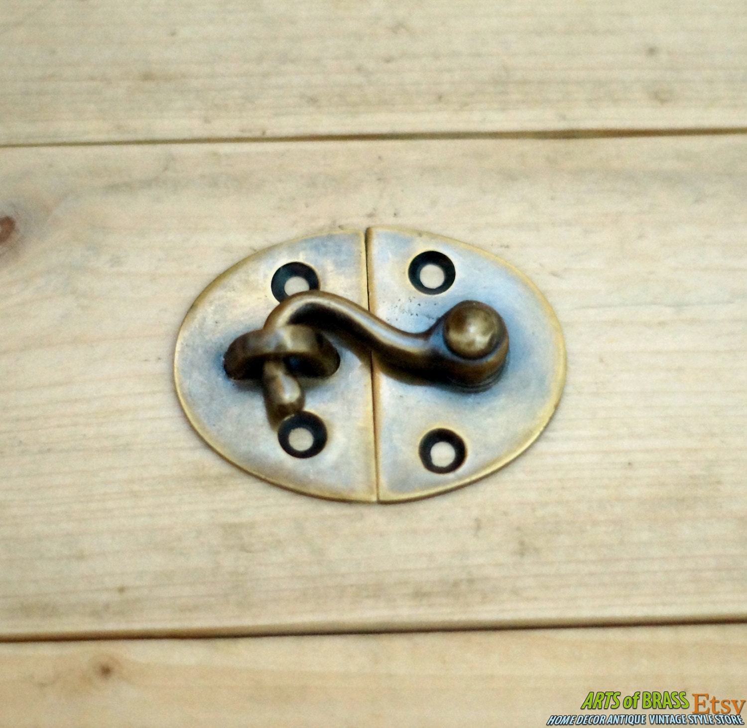 Lot of 2 pcs Vintage Round Latch Hook Antique Solid Brass