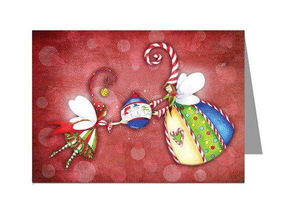 Christmas fairies decorating printable Christmas card Il_570xn