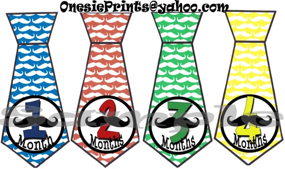 PRECUT 12 Tie stickers Necktie Monthly Stickers Month Baby