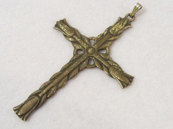 Antique Vintage sterling silver CROSS Pendant by wandajewelry2013