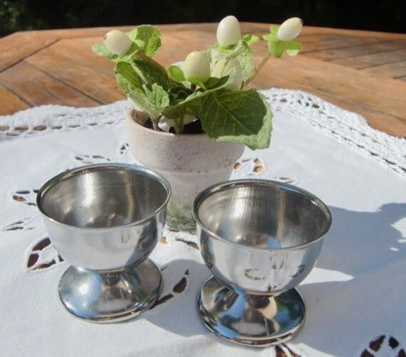 french vintage metal egg cups set of 2 silver by froufrouretro