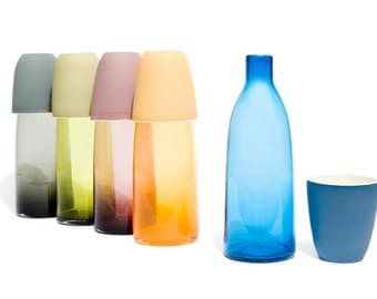 Blown glass water carafe set - Service à eau en verre soufflé