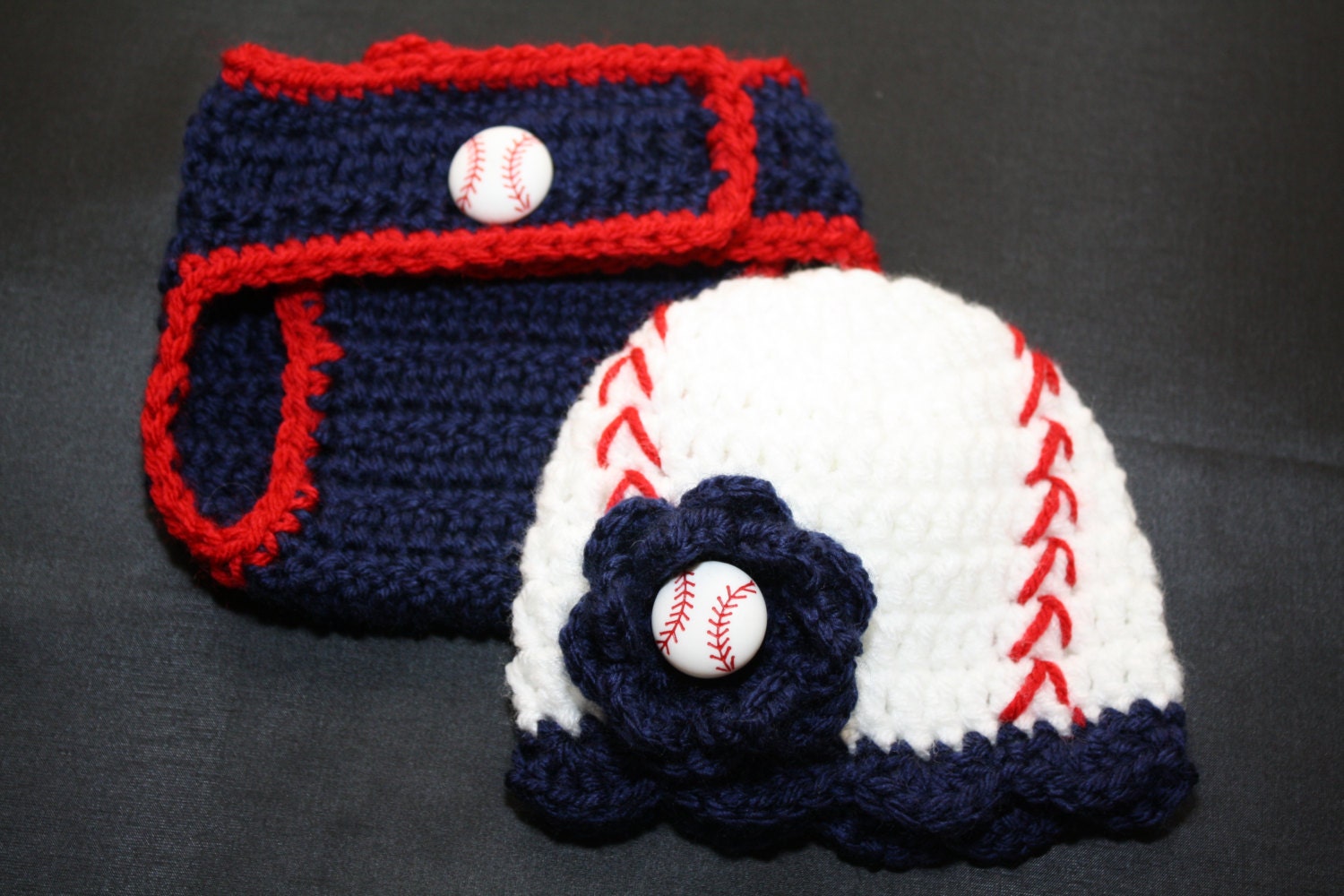 Newborn girl's crochet baseball hat with matching by JayelinsGems