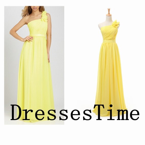 Yellow bridesmaid dresses - long prom dress / yellow chiffon evening gown / simple yellow prom dress / formal bridesmaid dresses in handmade