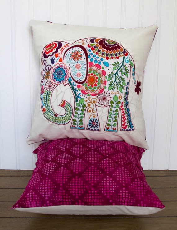 SALE: Elephant Pillow Cover 12x12 Decorative