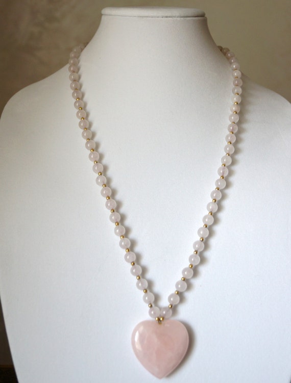 rose quartz beads necklace