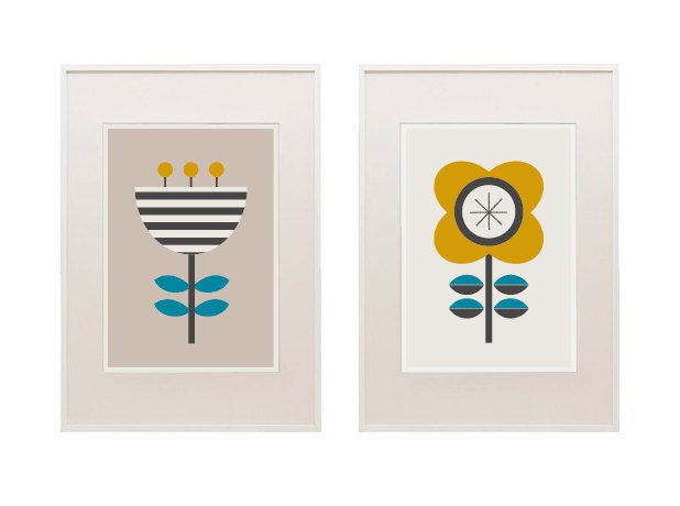 Scandi Flowers Modern Art Prints Series of by LittleDesignHaus