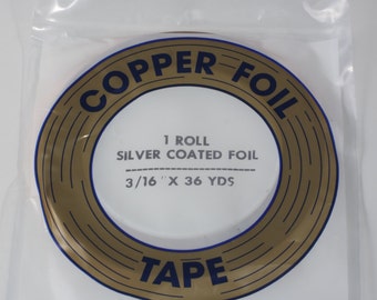 Stained Glass Tools and Supplies - Silver Backed 3/16 Copper Foil