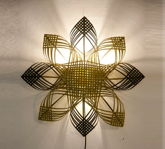 Statement handmade wall décor lighting, housewarming gift, cool  colors - "Shining star"