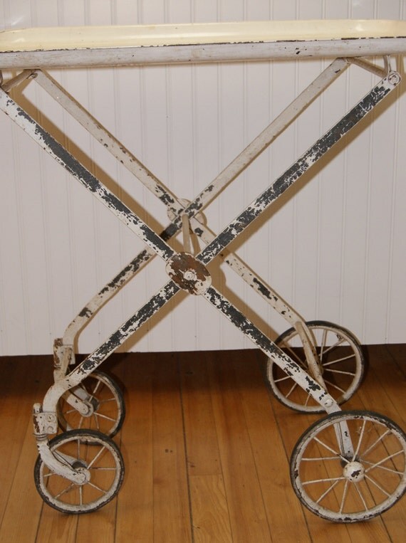 Antique Enamel Medical / Hospital Cart