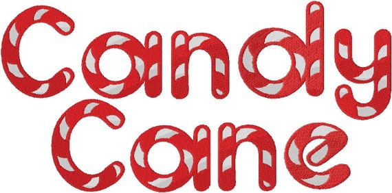 INSTANT DOWNLOAD Candy Cane Machine Embroidery Font Set