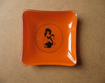 FRIDAY SALE Vintage Playboy Bunny Club London LeRoy Neiman Femlin 1970s Glass Ashtray
