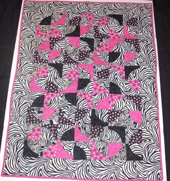 Items similar to Zebra Baby Quilt in Pink and Zebra Print on Etsy
