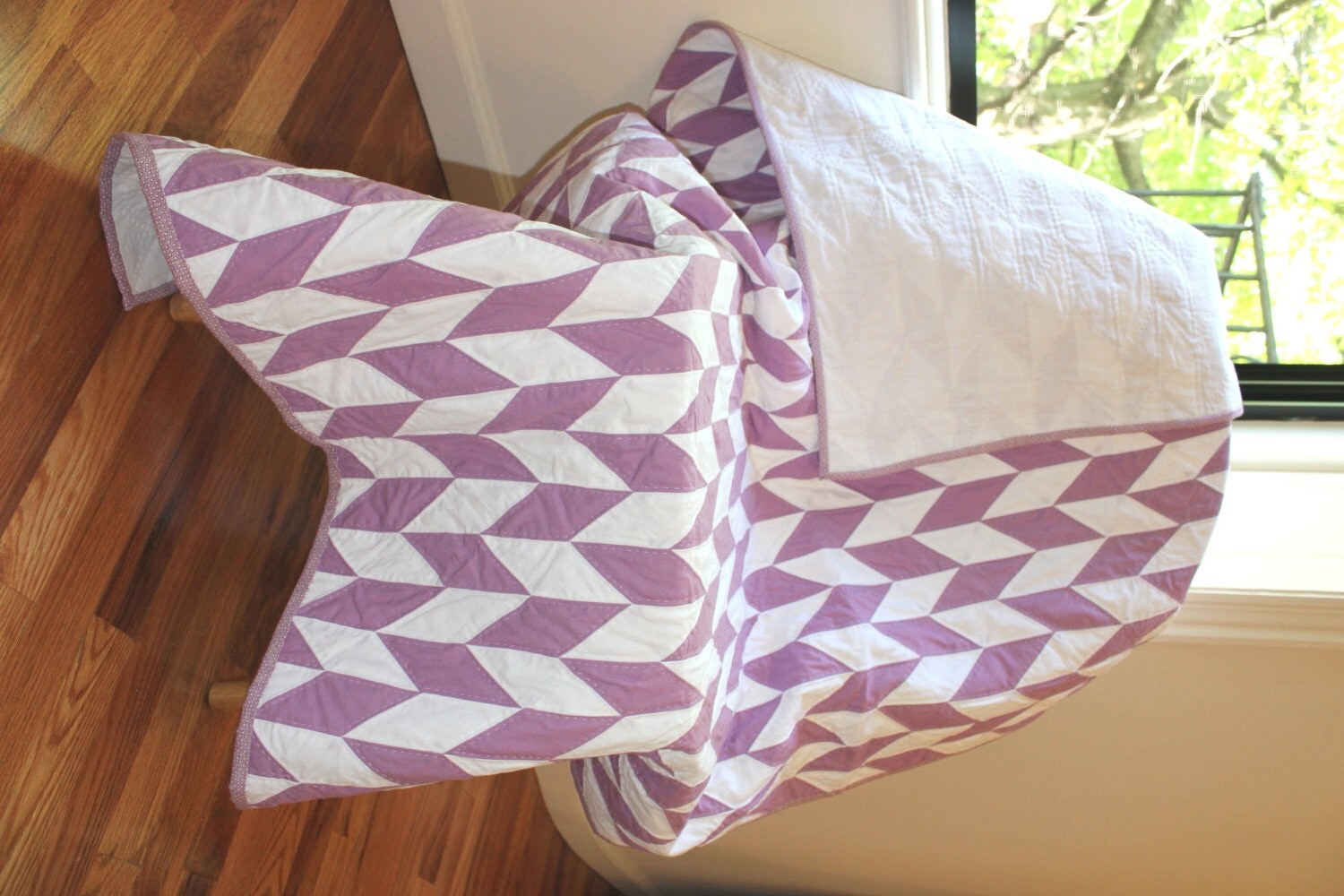 Baby Quilt in Purple Herringbone Pattern by BrooklynQuiltingCo