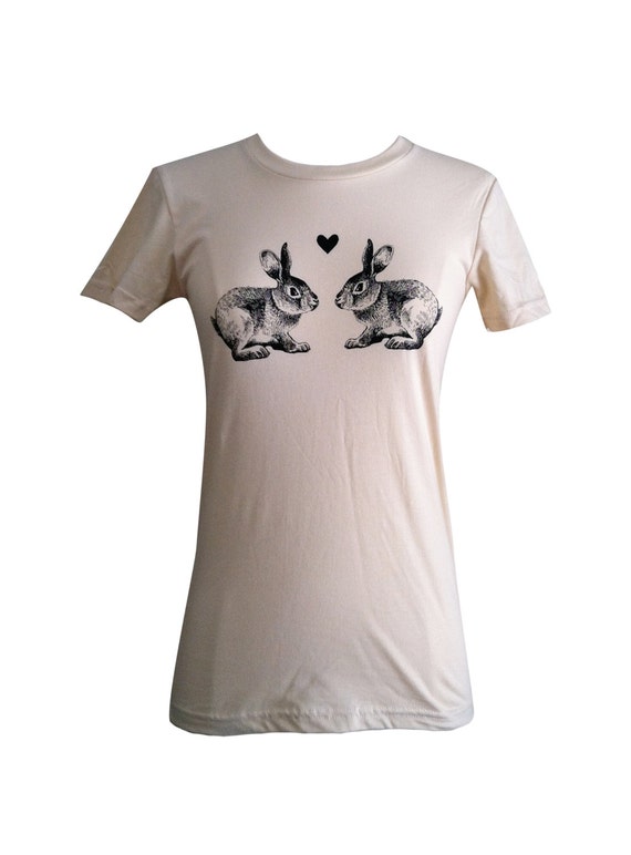 Bunny Rabbit T-Shirt Bunnies in Love American by friendlyoak