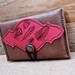 Leather Wallet, Petite with Zipper Pocket Tan Brown & Cerise Pink Feathers Print - SALE - see Shop for Coupon Codes...