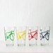 BIKE PARTY GLASSWARE set of 4 screen printed bicycle Pint or Rocks glasses