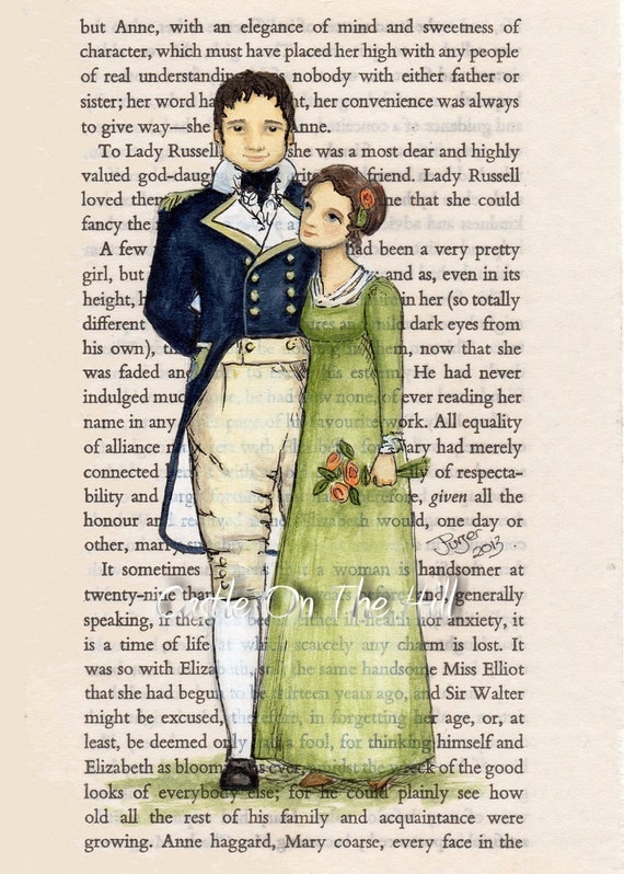 Anne Elliott and Captain Wentworth - Persuasion Print - 5 x 7 - Jane Austen