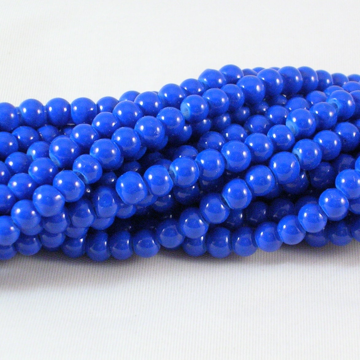 Glass Beads GB95 4mm Cobalt Blue Round Glass by LindsayStreemDIY