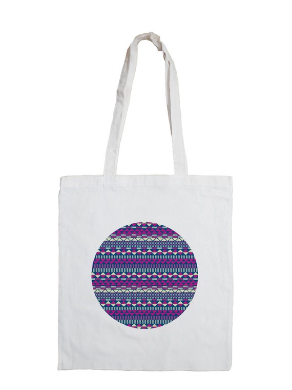 Aztec Circle | Cotton Tote Bag with Fair Isle Pattern