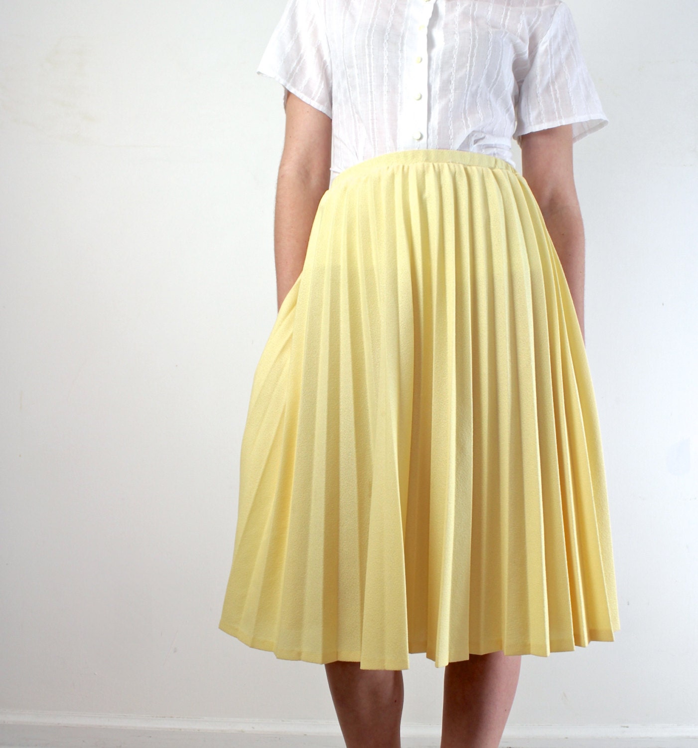 Accordion Pleat Skirt in Sunshine Yellow