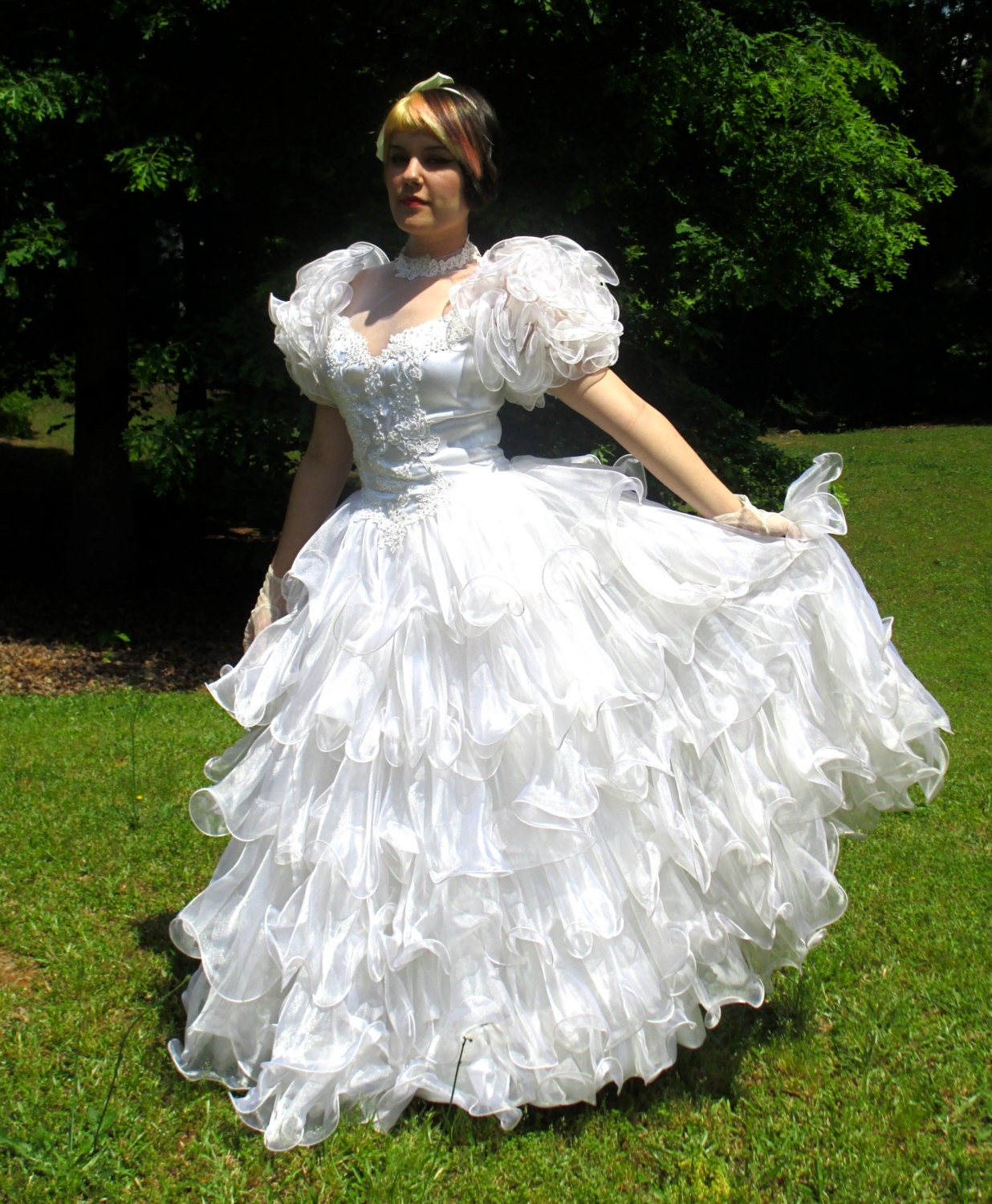 1980s Vintage Princess Wedding Dress Sheer by Enchantedfuture