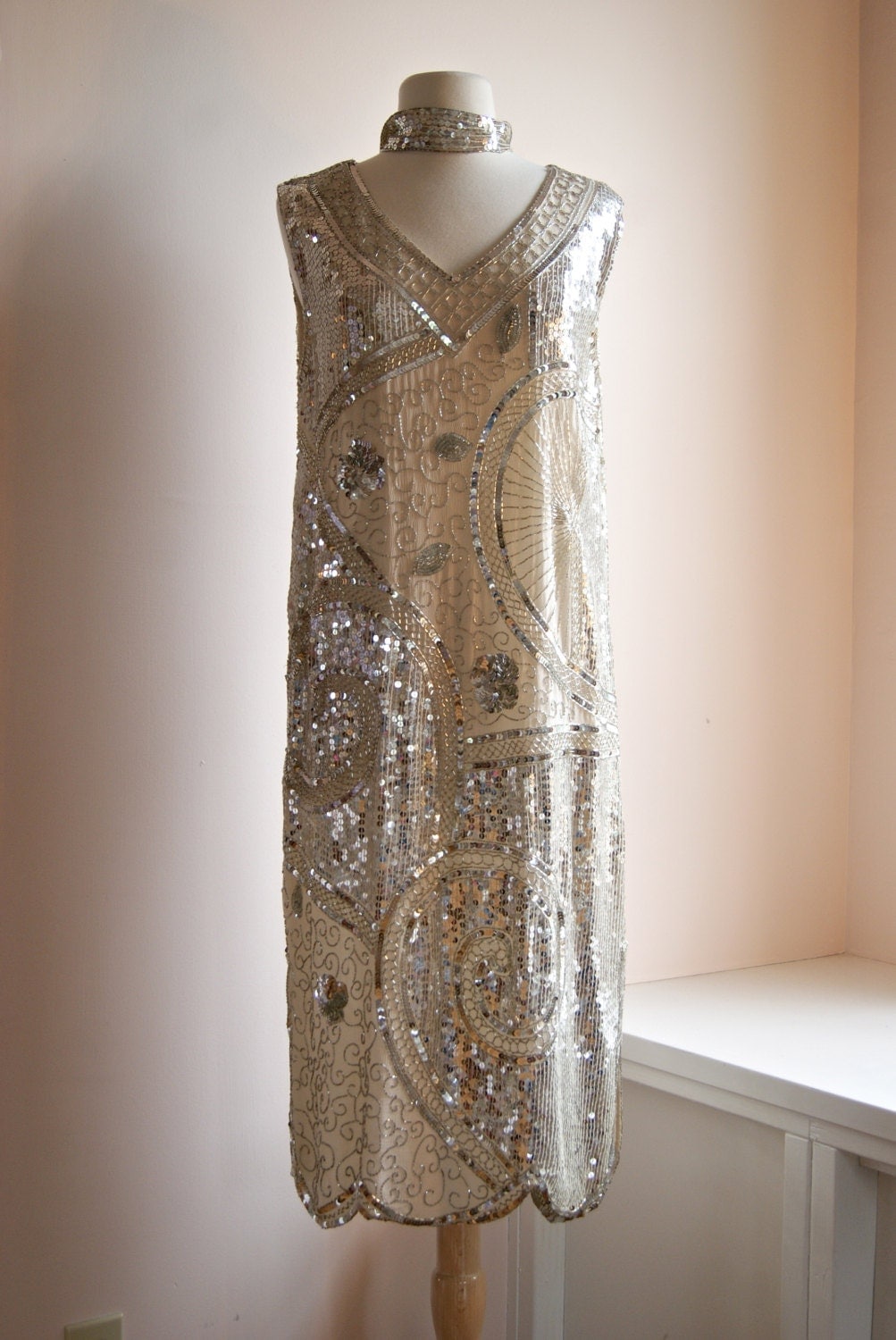 Vintage Beaded Flapper Dress // 20s Style Gatsby Dress