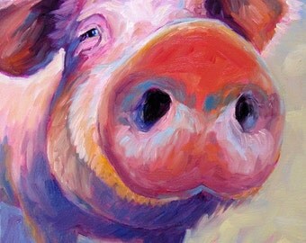 Pig - Pig Art - Pig Print - Paper - Canvas - Wood Block - Giclee Print