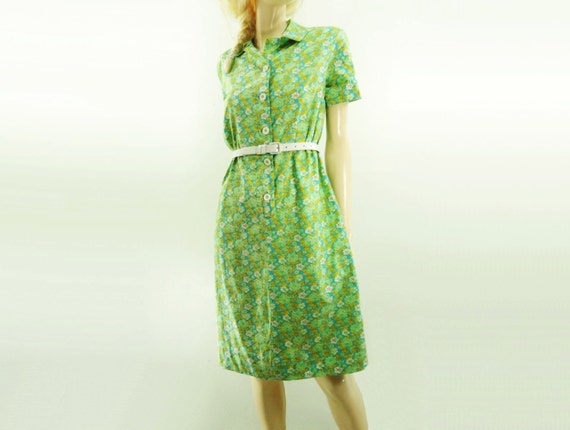 Vintage 60s Shift Dress Floral Shirt Mod Dress by StarletVintage