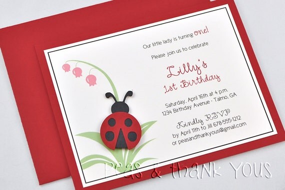Ladybug Invitation for Girl Birthday Party or Baby Shower Il_570xn