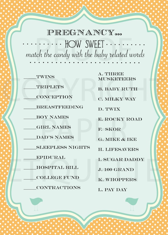 Baby Shower Games - Candy Match
