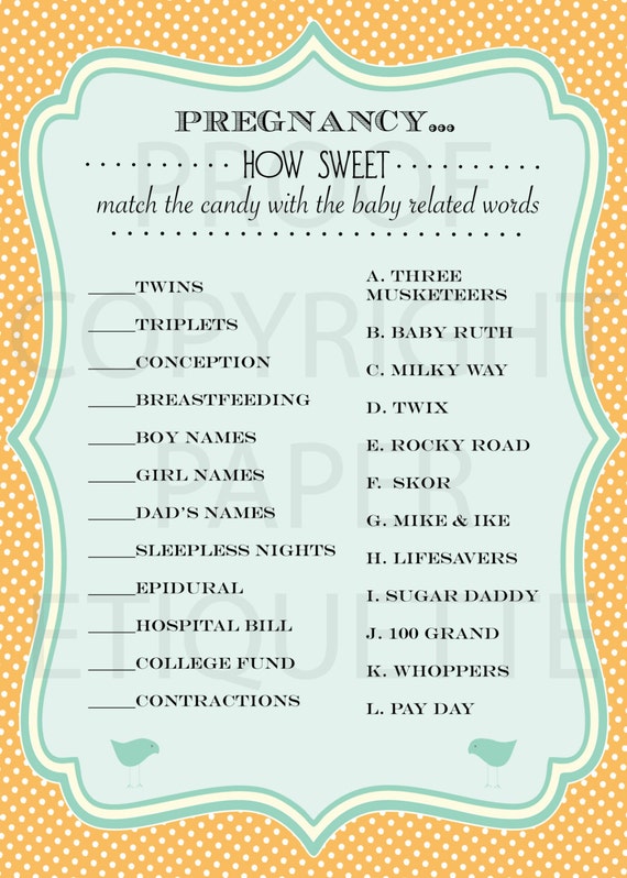 Baby Shower Games - Candy Match