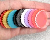 35mm Scalloped Circle Disk Acrylic or Resin Cabochon- 6 pc set