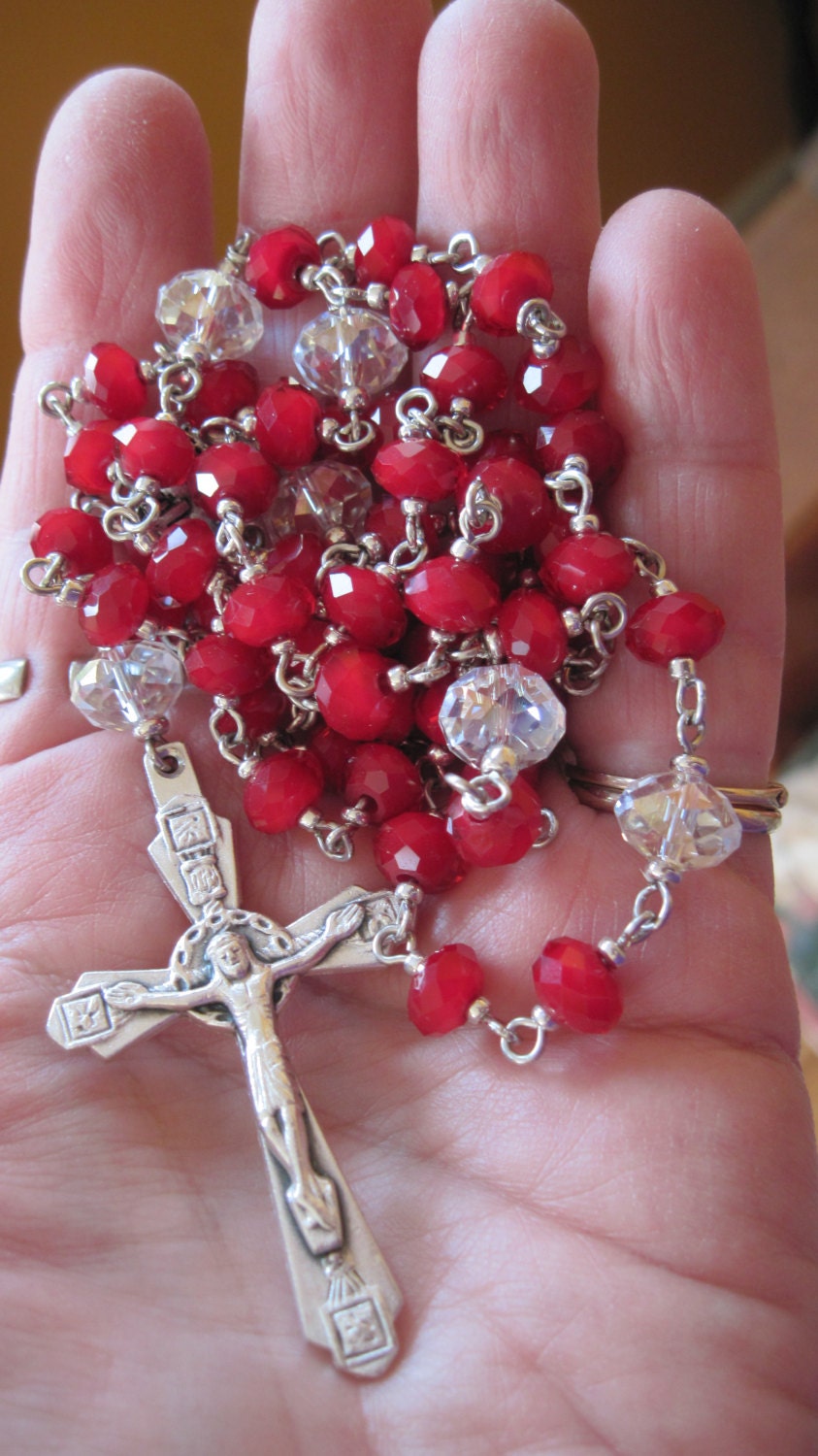 SALE Full Sized Traditional Catholic Rosary by moonandstarsstudio