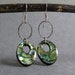 Abalone Shell Dangle Earrings / Hammered Oxidized Sterling Silver Earrings / Rainbow Paua Shell Earrings - Calypso
