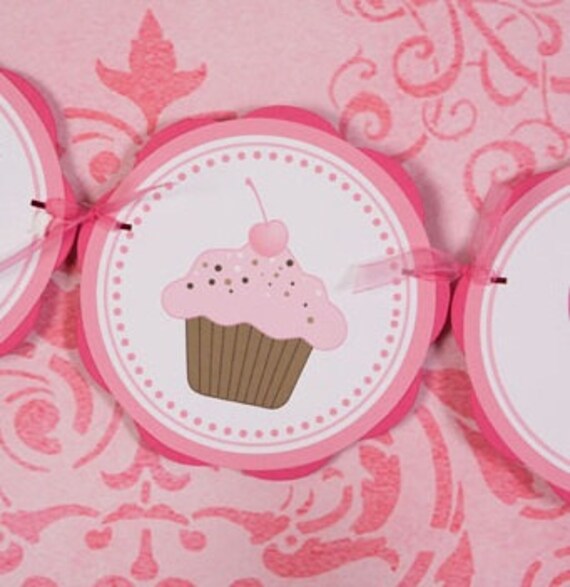 Cupcake Themed IT'S A GIRL Baby Shower Banner, Cupcake Sugar and Spice Baby Shower Decorations in Hot Pink & Light Pink Il_570xn