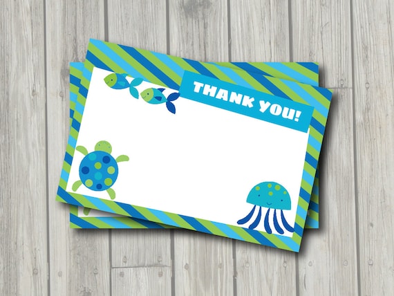 Under The Sea Thank You Note Ocean Thank You Card Digital Printable