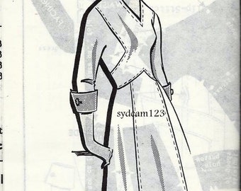 Vintage 1960s Topstitched Flared Dress Shaped Seams...Cuffed Sleeves...Mail Order 8205 Bust 30.5 UNCUT