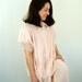 RESERVED 1950s pink robe, Shadowline robe, Mad Men, sheer chiffon robe, pale pink robe, pussy bow, ruffles, Size S/M