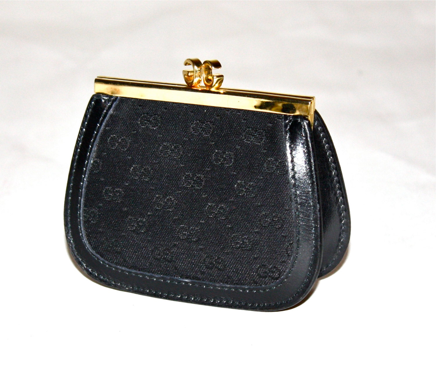 Vintage GUCCI Coin Purse Black Monogrammed Canvas by StatedStyle