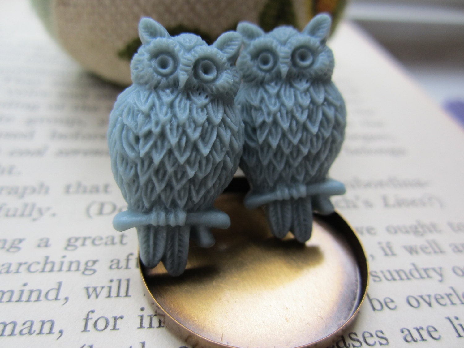 Owl Plugs Gauges Slate Blue Gray by RefinedRubbishLLC on Etsy