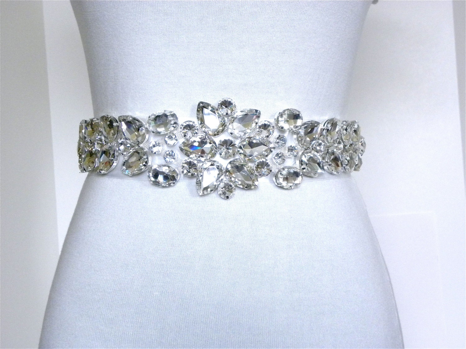 Crystal Bridal Sash Rhinestone Bridal Sash by WhiteAisleBoutique